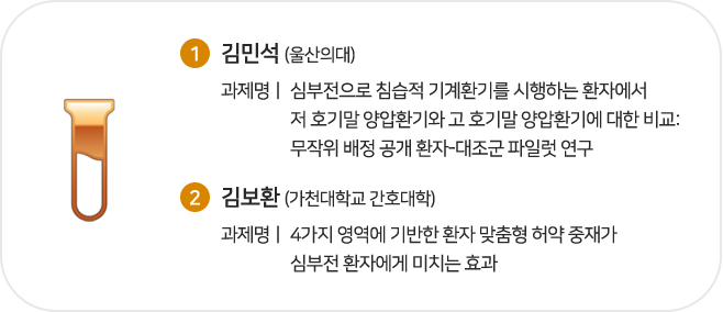 1. 김민석 (울산의대) , 2.김보환 (가천대학교 간호대학)