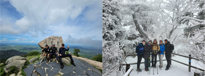 여름 월출산 천황봉(좌) 및 겨울 덕유산(우)에서 멋진 이들과 함께